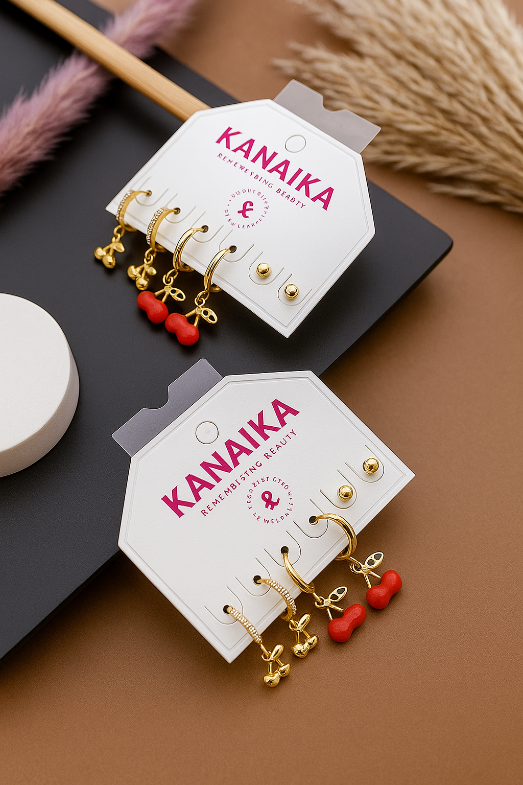 š Kanaika "Sweet Cherry Delight" Earring Sets ā Playful Charm & Radiant Gold! āØ