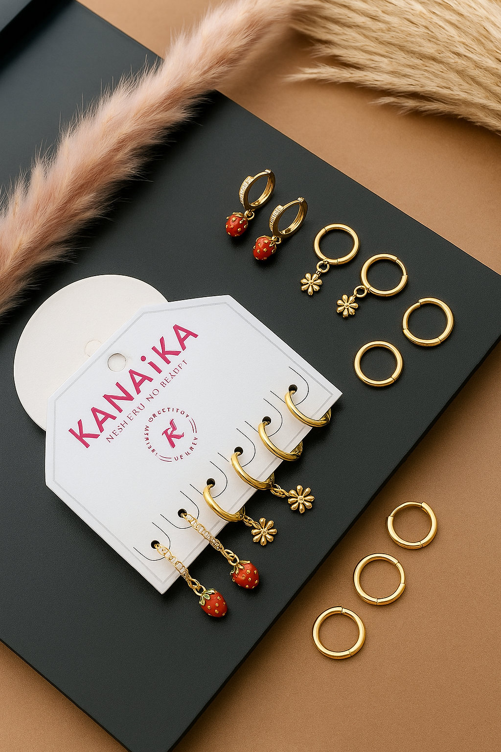 š Kanaika "Strawberry Fields" Hoop & Charm Earring Set ā Whimsical Gold & Berry Bliss! āØ
