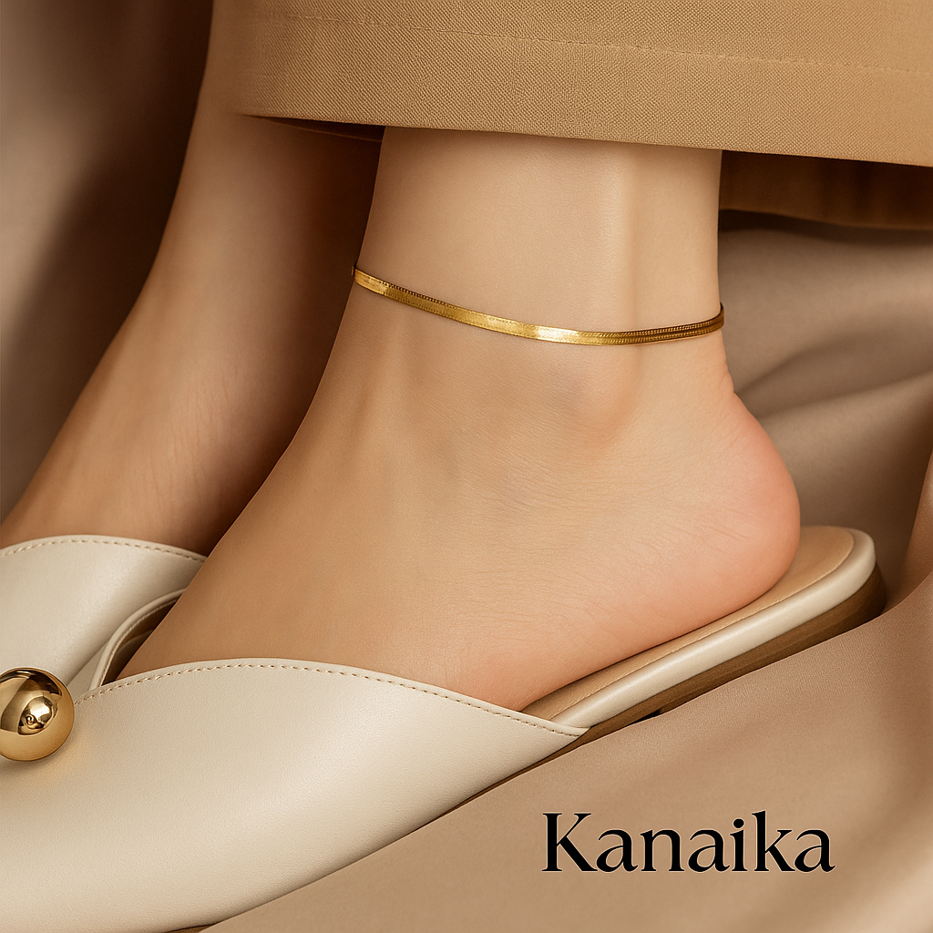 š« Kanaika "Liquid Gold" Herringbone Anklet ā Sleek, Chic & Simply Stunning! āØ