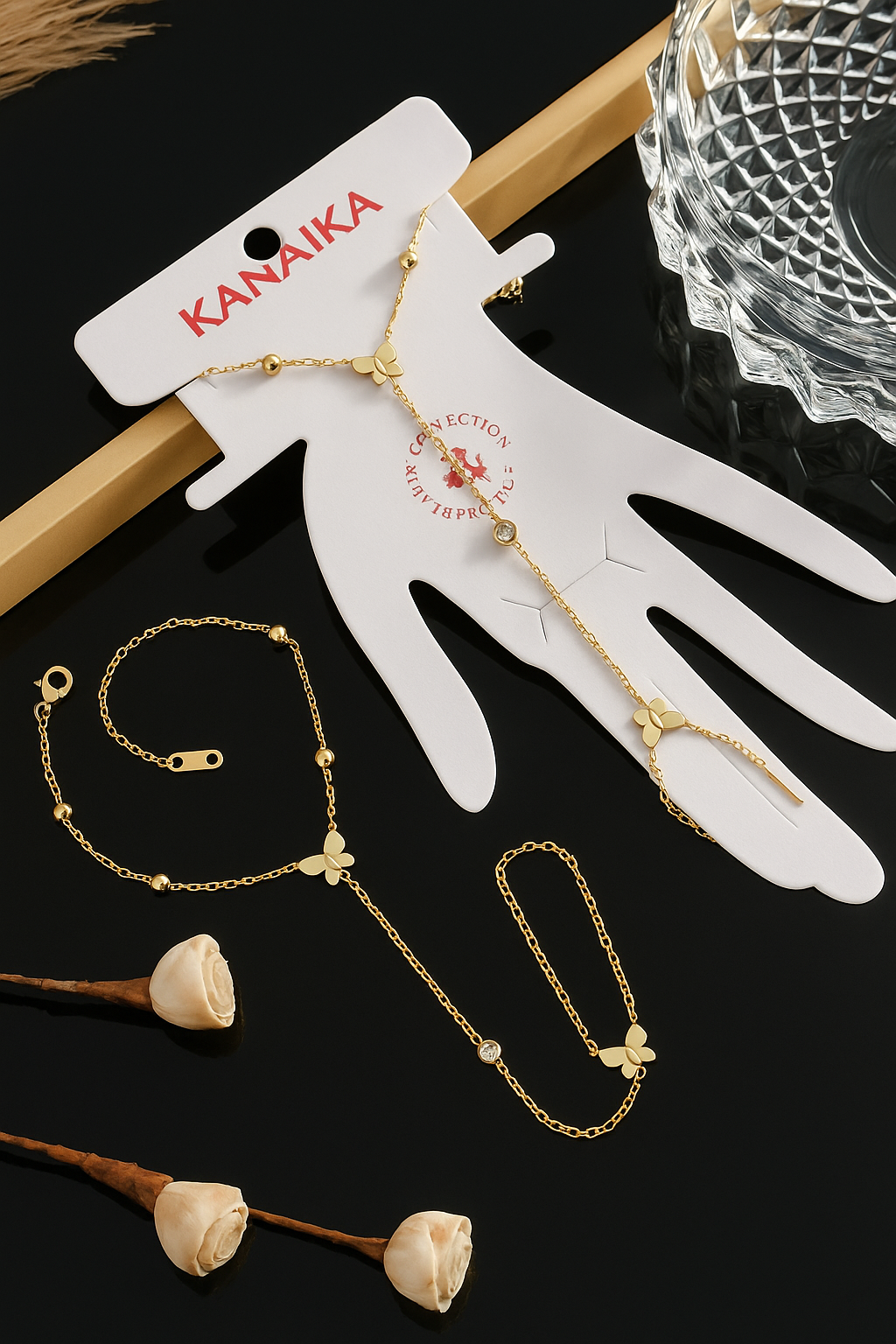 π¦ Kanaika "Butterfly Whispers" Hand Harness β Golden Wings & Delicate Sparkle! β¨