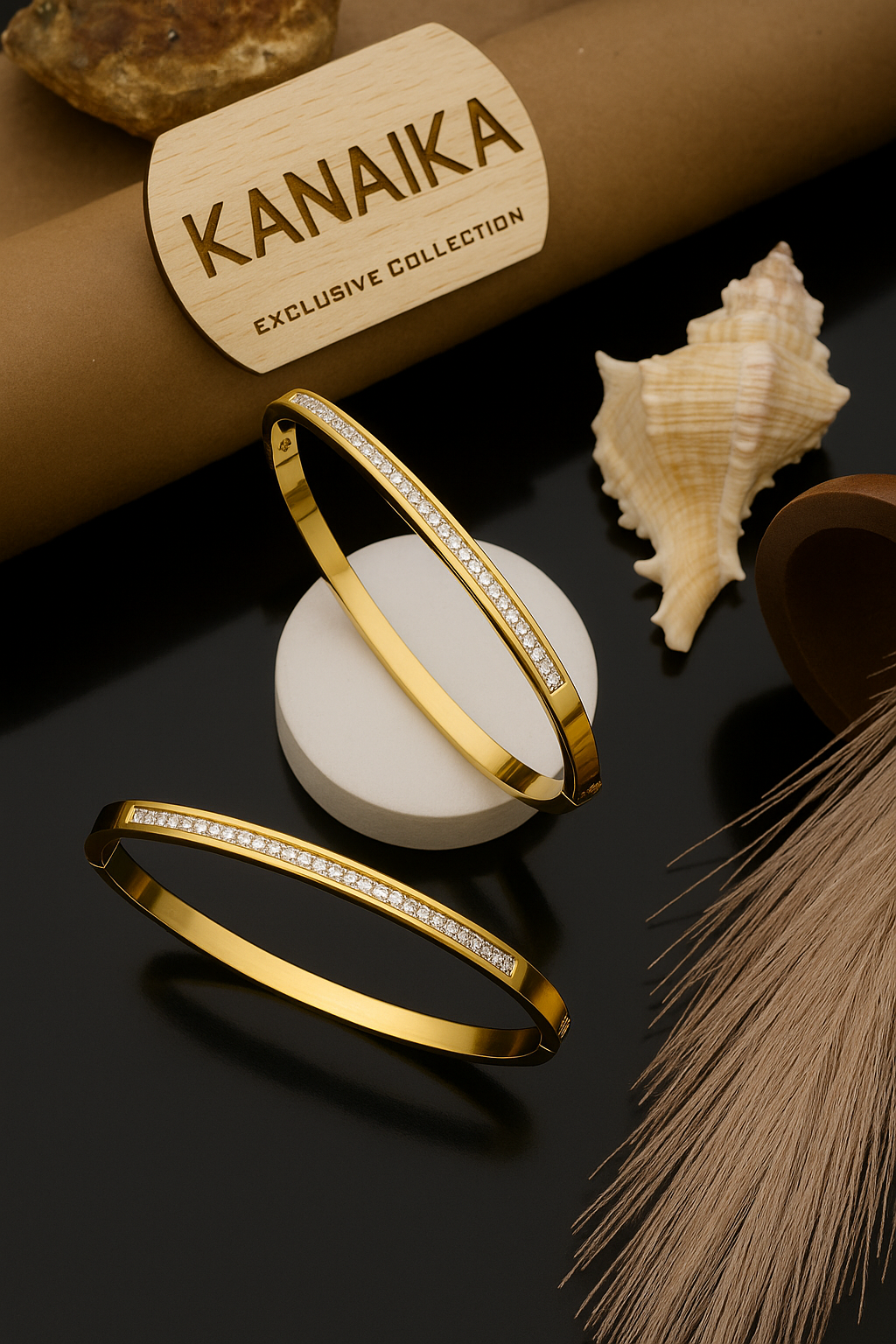 ✨ KANAIKA "Eternal Sparkle" Pave Crystal Gold Bangle Set ✨