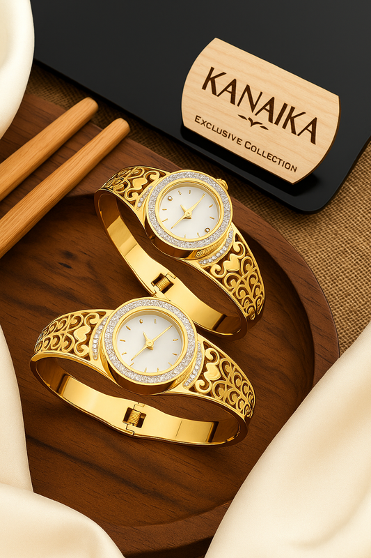 Kanaika Regal Gold Bangle Watch 👑✨