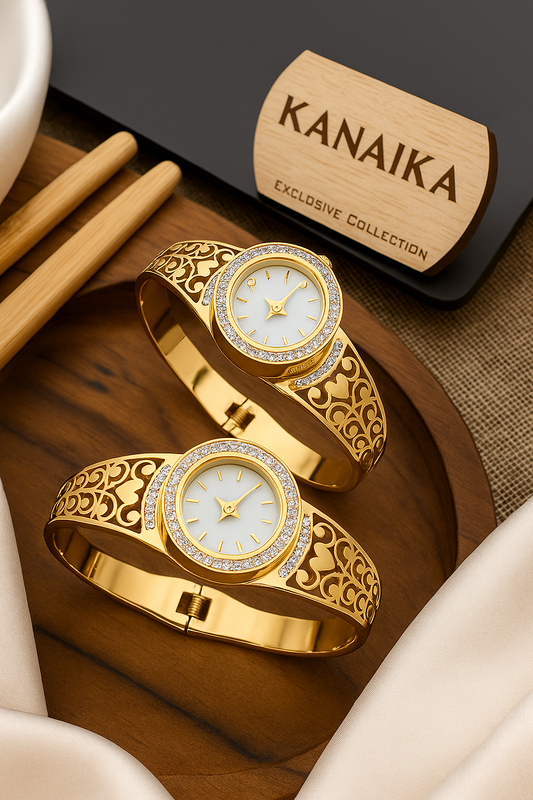 Kanaika Regal Gold Bangle Watch 👑✨