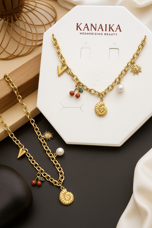 Kanaika Golden Charm Necklace – Mesmerizing Beauty in Every Detail ✨