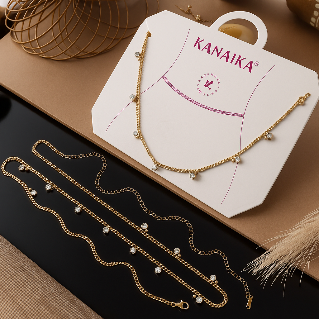 Kanaika Crystal Drop Waist Chain – Shine with Subtle Elegance ✨