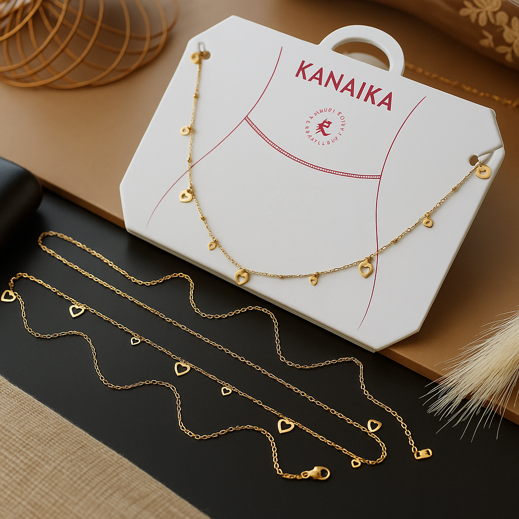 💖 Kanaika Golden Heart Charm Waist Chain – Layered Love & Effortless Allure