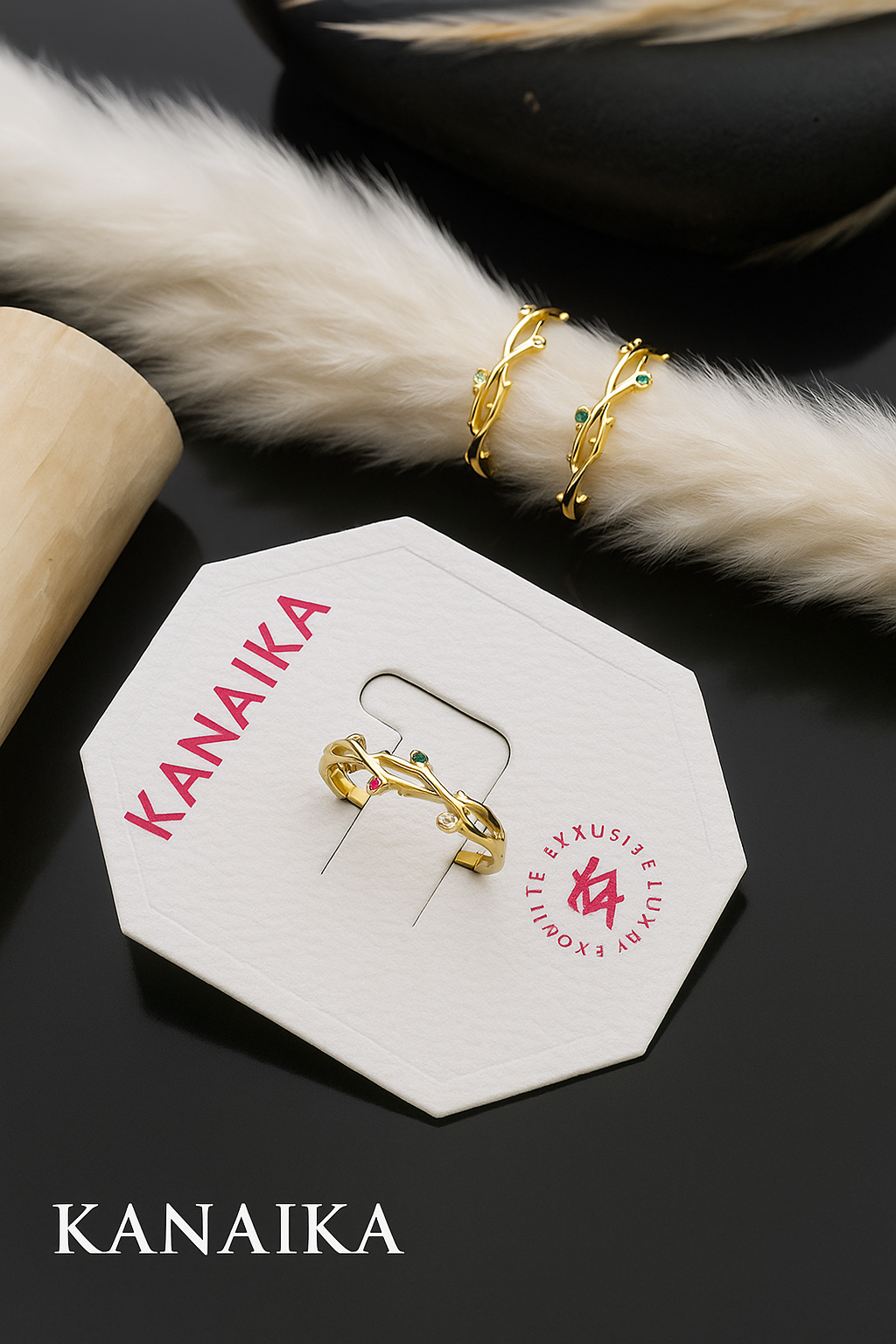 🌿 Kanaika "Enchanted Vine" Emerald & Crystal Ring – Nature's Embrace in Gold! ✨