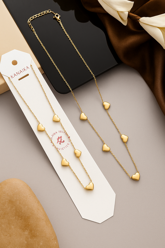 💖 Kanaika "Golden Heartbeat" Heart Charm Necklace – A Symphony of Love & Grace! ✨