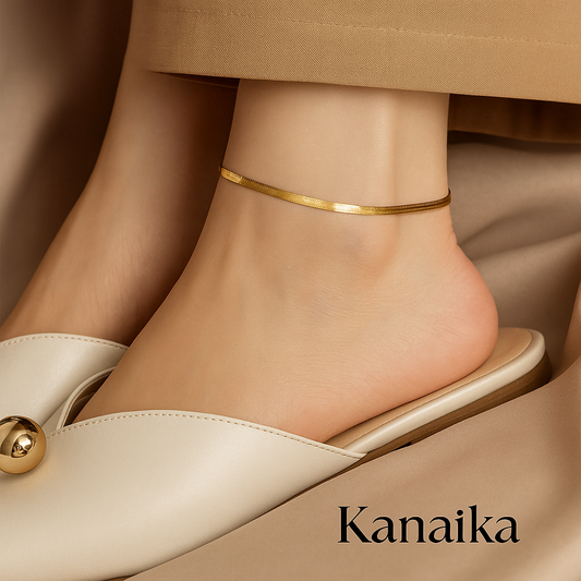 💫 Kanaika "Liquid Gold" Herringbone Anklet – Sleek, Chic & Simply Stunning! ✨