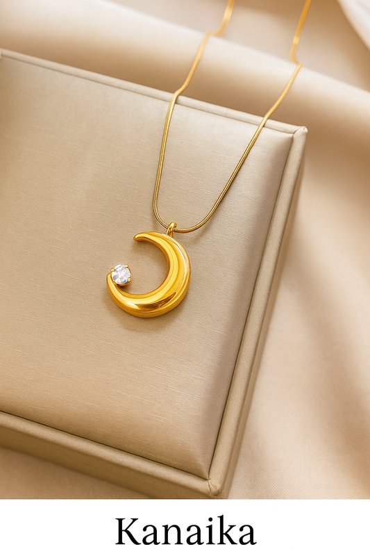🌙 KANAIKA "Luna Glow" Crescent Moon & Crystal Necklace 🌙