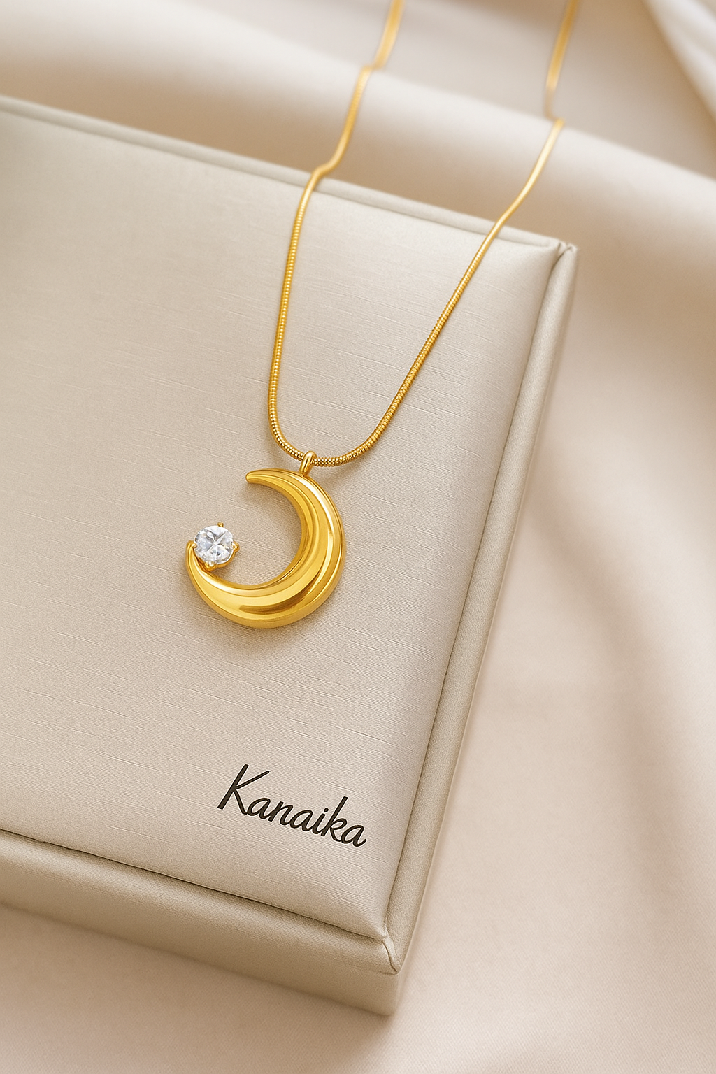 🌙 KANAIKA "Luna Glow" Crescent Moon & Crystal Necklace 🌙