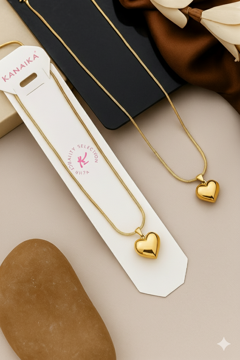 💛 KANAIKA "Golden Heartbeat" Heart Pendant Necklace 💛