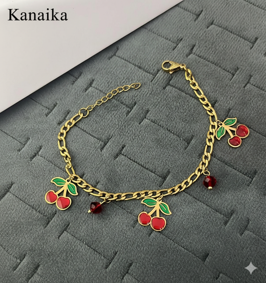 Playful Cherry Charm Bracelet 🍒✨